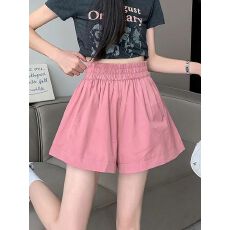 批发【官图 水洗全棉】 高腰阔腿<b class='q'>短裤</b>女夏季新款韩版宽松休闲裤女