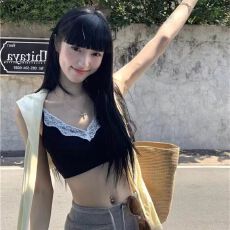 孕妇内衣女夏2026新款性感蕾丝V领细带抹胸带胸垫美背小吊带背心