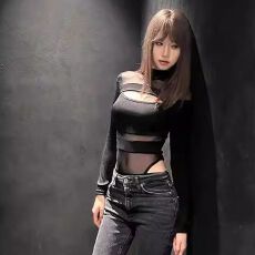 批发官图实价 网纱透视连体衣小众设计<b class='q'>夜店</b>辣妹<b class='q'>性感</b>半高领T恤上衣女