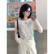 批发韩系穿搭白色防晒罩衫女夏季<b class='q'>长袖</b>微透薄款修身<b class='q'>针织衫</b>t恤上衣