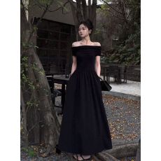 批发夏季新款气质纯欲<b class='q'>露肩</b>无袖抹胸<b class='q'>连衣裙</b>女韩系高级感收腰显瘦长裙子