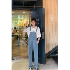 批发<b class='q'>牛仔</b><b class='q'>背带裤</b>女2026早秋新款韩版宽松百搭显瘦学生高腰直筒阔腿长裤