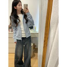 原版380克复合撞色条纹连帽拉链开衫卫衣女撞色明线外套