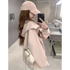 批发薄款/加绒 白金拉链+ 后包领【索罗娜复合】 波点卫衣女