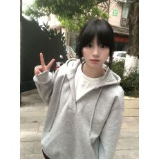 批发【华棉复牛奶丝 +银狐绒】#原版做工压线】连帽假两件