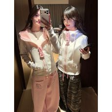 批发原版大拉链+刺绣 后包领纯棉华棉复合卫衣女