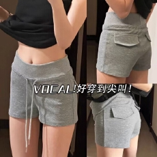 批发孕妇短裤夏季薄款美式辣妹热裤2025新款抽绳高腰时髦夏装外穿裤子