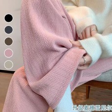 孕妇阔腿裤2025秋冬季加绒雪尼尔麦穗条新款显瘦直筒拖地裤长裤子