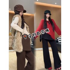 孕妇裤秋冬装外穿屁帘裤冬季保暖加绒加厚阔腿裤高腰垂感微喇叭裤