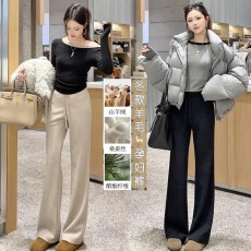 批发孕妇裤子2025秋冬款新款外穿不勒肚子加绒加厚韩版直筒微喇叭裤