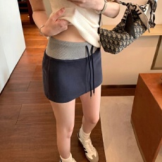 批发孕妇短裙2026新款夏季薄款撞色阔腿裙裤美式辣妹外穿<b class='q'>休闲</b>半身裙子