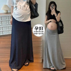 批发孕妇半身裙慵懒风垂坠感开叉半身裙新款<b class='q'>春</b>夏季韩系高腰显瘦长裙女
