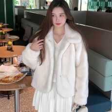 批发仿水貂毛皮草外套女年轻款加厚保暖<b class='q'>甜美</b>奶兔毛茸茸大衣短款小个子