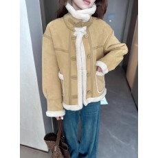 批发皮毛一体毛茸茸仿皮草<b class='q'>棉衣</b>女冬加厚保暖羊羔毛立领麂皮绒夹克外套