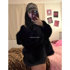 批发高级感黑色环保狐狸皮草外套女2025新款海宁爆款年轻款毛茸茸<b class='q'>冬</b>厚