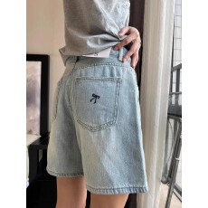 批发梨形身材浅色直筒牛仔短裤女夏大码胖mm高腰宽松显瘦阔腿五分中裤