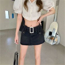 批发<b class='q'>牛仔</b>裙女防走光辣妹裙裤ins风半身a字高腰包臀复古裙子
