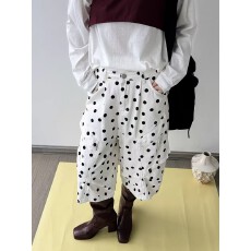 批发春<b class='q'>夏</b>新款撞色波点多口袋工装牛仔裤宽松廓形五分裤女