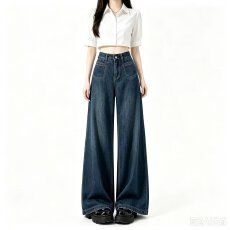 批发美式复古阔腿牛仔裤女2026秋季新款高个子高腰宽松显瘦垂感直筒裤