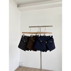 批发秋冬新款韩系ins轻熟风通勤减龄时尚不规则假口袋毛呢<b class='q'>高腰</b><b class='q'>短裤</b>
