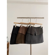 批发秋冬季新款韩版设计感气质假两件针织拼接半身<b class='q'>裙</b><b class='q'>修身</b>A字<b class='q'>裙</b>