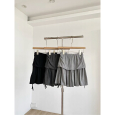 批发春季新款韩版时尚纯色百搭绑带A字裙高腰显瘦防走光半身<b class='q'>短裙</b>