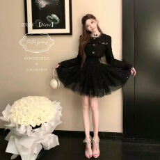 批发LureMuse 富家千金小黑裙<b class='q'>晚宴</b><b class='q'>礼服</b>裙/小香外套绝美生日party裙子