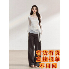 批发7Shiftin 原创设计秋季新款不规则长袖薄款<b class='q'>罩衫</b>女宽松显瘦T恤上衣