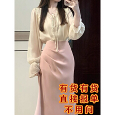批发早秋可盐可甜<b class='q'>轻熟</b>御姐气质女神范设计感小众衬衫职业两件套装裙子