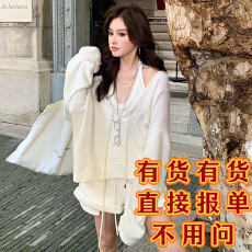 批发官图 韩系一整套ootd穿搭小个子慵懒卫衣吊带上衣卷边<b class='q'>短裤</b>三件套