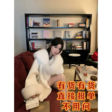批发RCLIU雪宝三代 富家千金风狐狸毛皮草斗篷<b class='q'>大衣</b>女秋冬双面<b class='q'>羊绒</b>外套