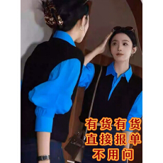 批发超火减龄独特超好看单穿上衣小众不撞款韩系拼接假两件针织衫<b class='q'>秋</b>季