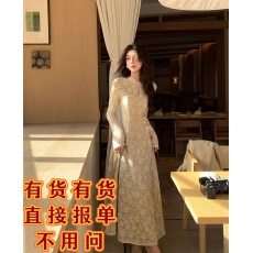 批发木子李的李缕香国韵新中式立领盘扣蕾丝<b class='q'>连衣裙</b>收腰大摆内衬加绒