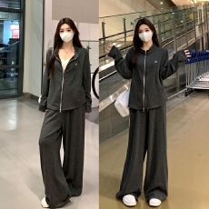 批发实拍现 2026新款<b class='q'>大码</b><b class='q'>女装</b>春装 纯棉卫衣拉链外套阔腿裤套装