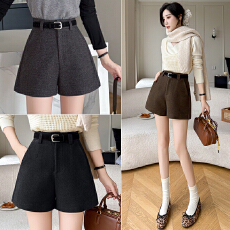 批发羊毛呢短裤裙<b class='q'>女</b>2025冬装新款呢子a字<b class='q'>裙裤</b>高腰A字短裤靴裤<b class='q'>女</b>外穿
