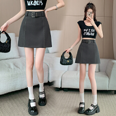 批发西装A字半身裙2026春季新款小个子明线显瘦短裙防走光腰带