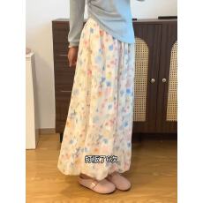 批发碎花花苞裙裤夏季女大码胖mm显瘦遮肚灯笼<b class='q'>裤裙</b>梨型休闲宽松阔腿裤