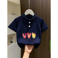 批发女童短袖上衣夏季装新款卡通印花polo衫洋气休闲宽松半袖上衣
