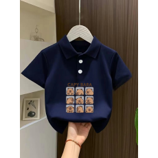 批发女童短袖上衣夏季装新款卡通印花polo衫洋气休闲宽松半袖上衣