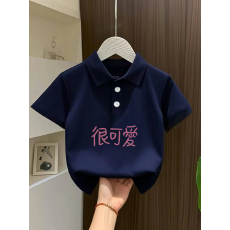 批发女童短袖上衣夏季装新款卡通印花polo衫洋气休闲宽松半袖上衣
