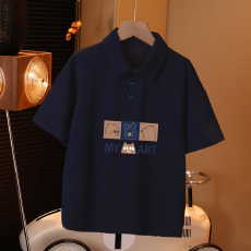 批发儿童短袖上衣<b class='q'>夏</b>季装新款卡通印花polo衫洋气休闲宽松半袖上衣