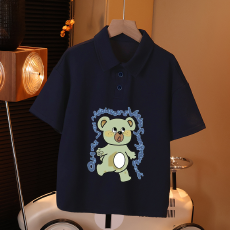 批发儿童短袖上衣<b class='q'>夏</b>季装新款卡通印花polo衫洋气休闲宽松半袖上衣