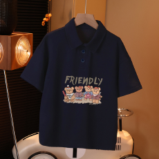 批发儿童短袖上衣<b class='q'>夏</b>季装新款卡通印花polo衫洋气休闲宽松半袖上衣