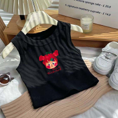 批发1*1纯棉高弹力<b class='q'>儿童</b><b class='q'>背心</b>夏季新款趣味洋气休闲百搭无袖上衣