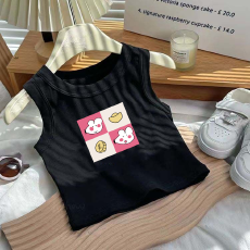 批发1*1纯棉高弹力<b class='q'>儿童</b><b class='q'>背心</b>夏季新款趣味洋气休闲百搭无袖上衣