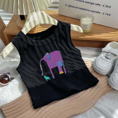 批发1*1纯棉高弹力<b class='q'>儿童</b><b class='q'>背心</b>夏季新款趣味洋气休闲百搭无袖上衣