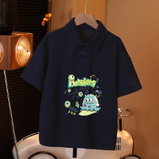 批发儿童短袖上衣<b class='q'>夏</b>季装新款卡通印花polo衫洋气休闲宽松半袖上衣