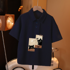 批发儿童短袖上衣<b class='q'>夏</b>季装新款卡通印花polo衫洋气休闲宽松半袖上衣