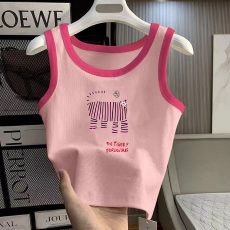 批发1*1纯棉高弹力女童撞色背心<b class='q'>夏</b>季新款多巴胺百搭时尚无袖上衣