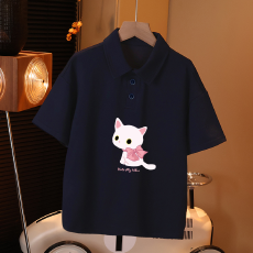 批发儿童短袖上衣<b class='q'>夏</b>季装新款卡通印花polo衫洋气休闲宽松半袖上衣